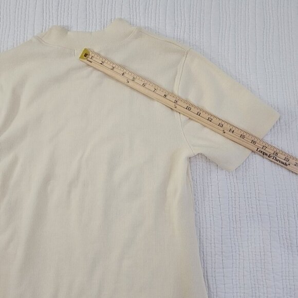 Pretty Little Thing Jersey Ribbed Bust Detail Bodycon Dress Size 16 Cream NWT - Picture 14 of 15